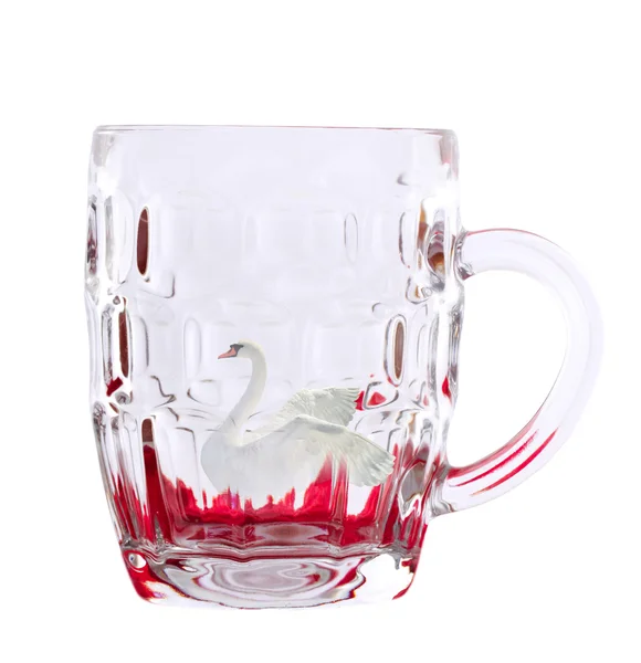 Beer glass and swan. — Stock Photo, Image