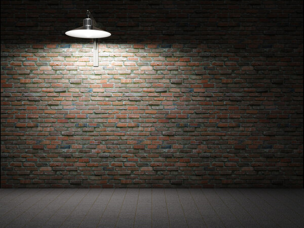 Dirty brick wall illuminated
