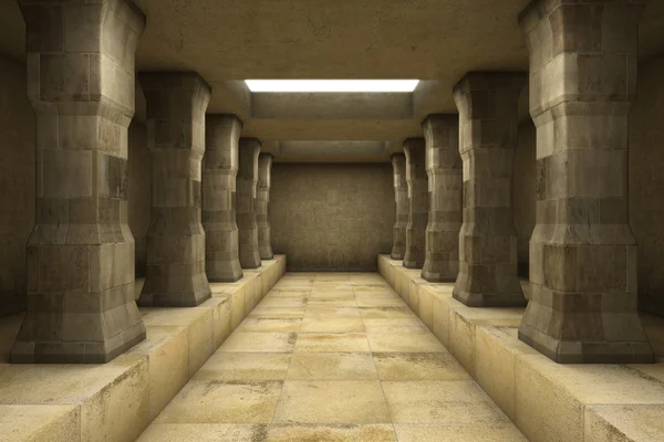 Un largo pasillo con columnas — Foto de Stock