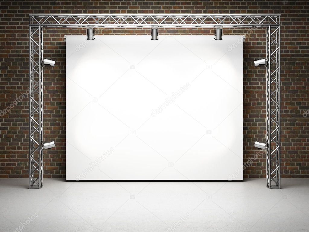 Blank trade exhibition stand with screen