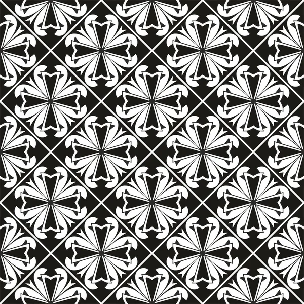 クロスとのシームレスな幾何学的なゴシック花のベクトル パターン — ストックベクタ