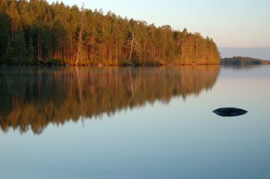 Polar Karelya manzara sırasında beyaz geceler, engozero Gölü