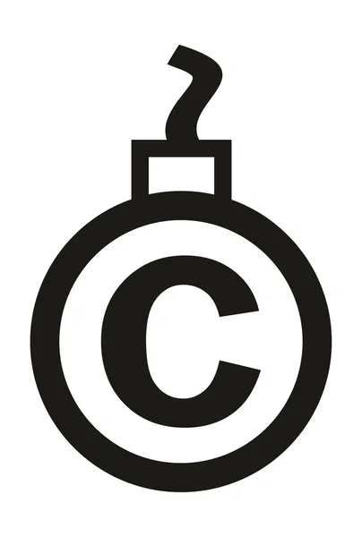 Signo de copyright en forma de bala de cañón - ilustración vectorial conceptual — Vector de stock