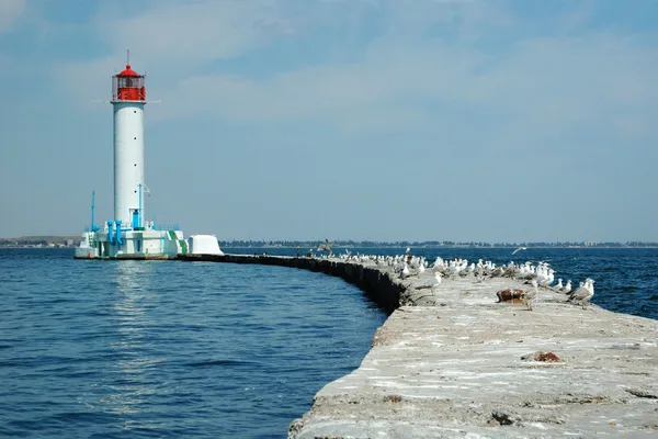 Latarnia Morska Woroncowa w zatoce w Odessie, Ukraina — Zdjęcie stockowe