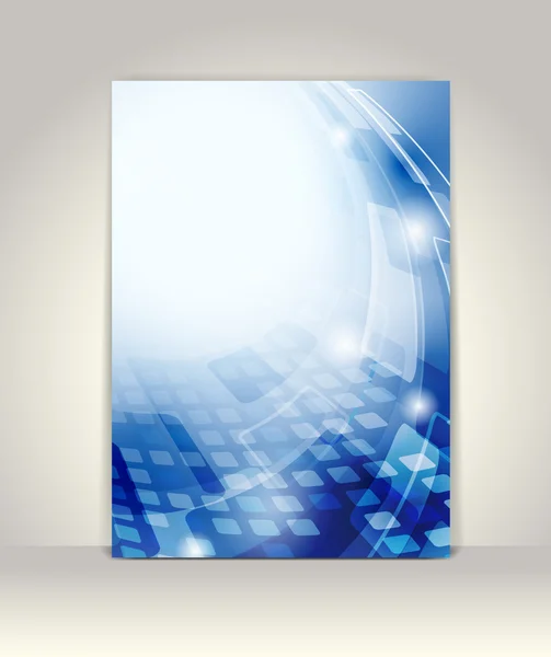 Modello di brochure aziendale, design tecnologico astratto — Vettoriale Stock