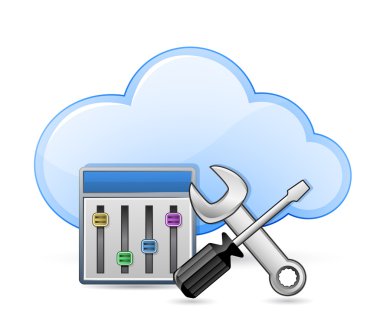 Screwdriver, spanner and cloud clipart