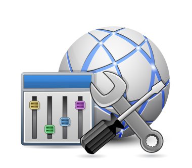 Screwdriver, spanner and configuration panel clipart