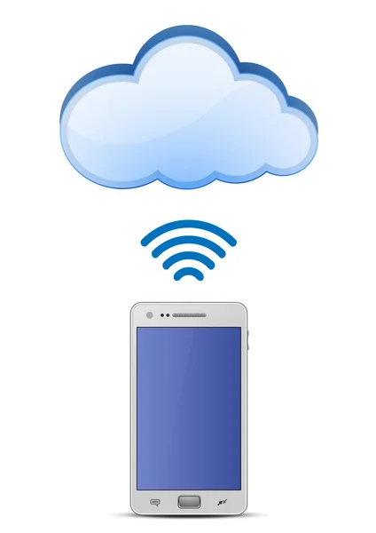Смартфон і хмарна мережа — стоковий вектор