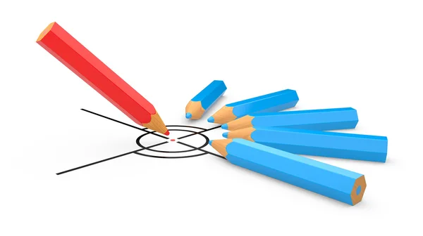 色の鉛筆とリーダーシップの概念 — ストック写真