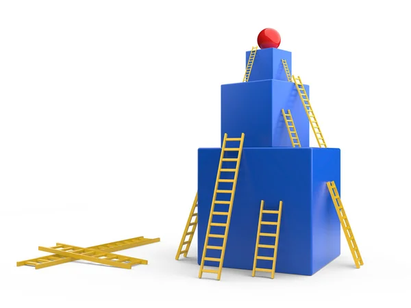Caixa com uma escadas. o conceito de desenvolvimento — Fotografia de Stock