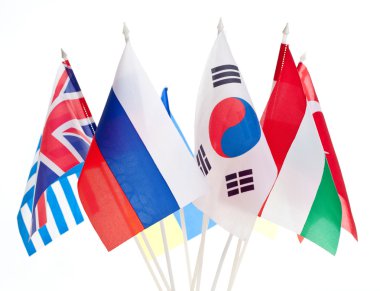 Grouping of various flags of the world clipart