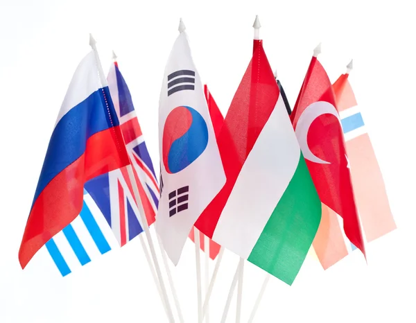 Группировка различных флагов мира — стоковое фото