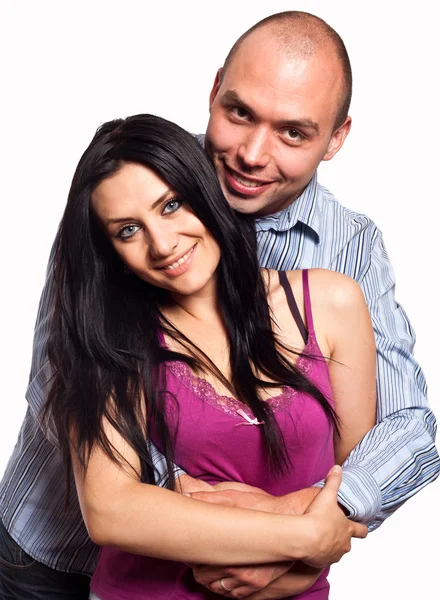 Närbild porträtt av leende unga par i kärlek — Stockfoto