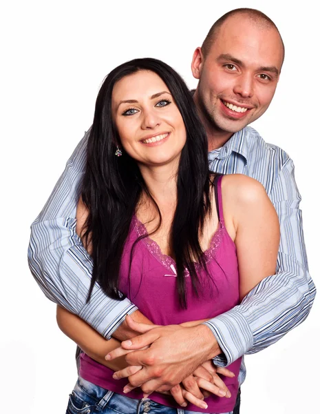 Primo piano ritratto di sorridente giovane coppia innamorata — Foto Stock