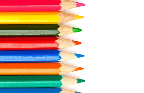 stock image Colour pencils on white background close up