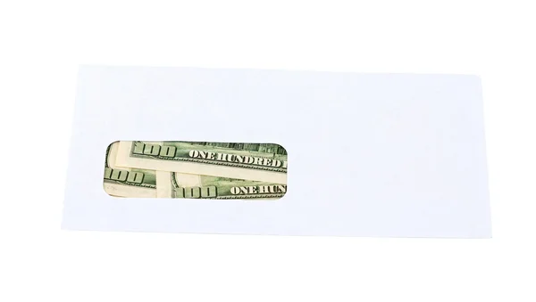 Доллары США в конверте изолированы на белом фоне . — стоковое фото