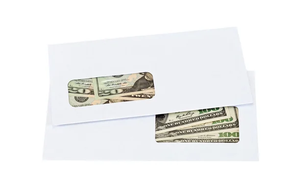 US dollars in the envelope isolated on white background. — Stock Photo, Image
