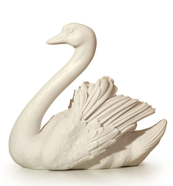 Una estatua de mármol que representa un cisne — Foto de Stock