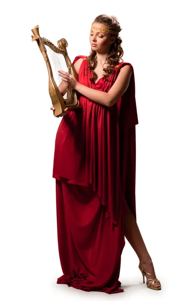 Menina em uma túnica vermelha — Fotografia de Stock