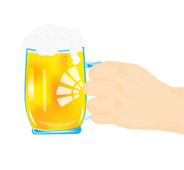 Male hand with mug beer — Stock Vector