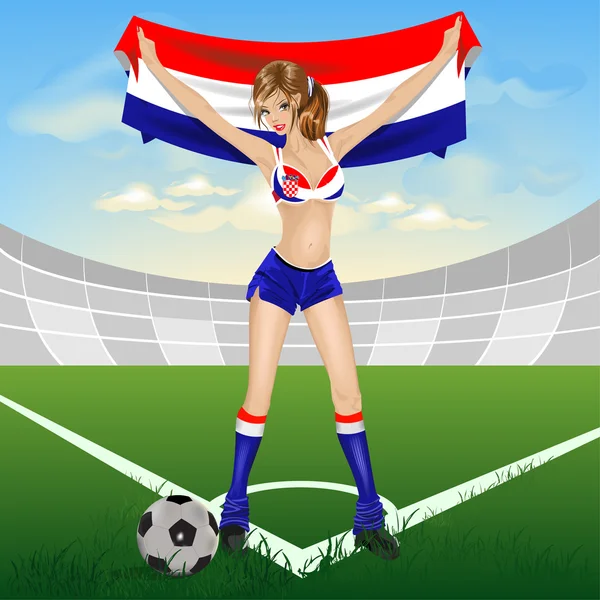 A menina croata fã de futebol — Vetor de Stock