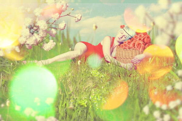 Коллаж с красивой женщиной
