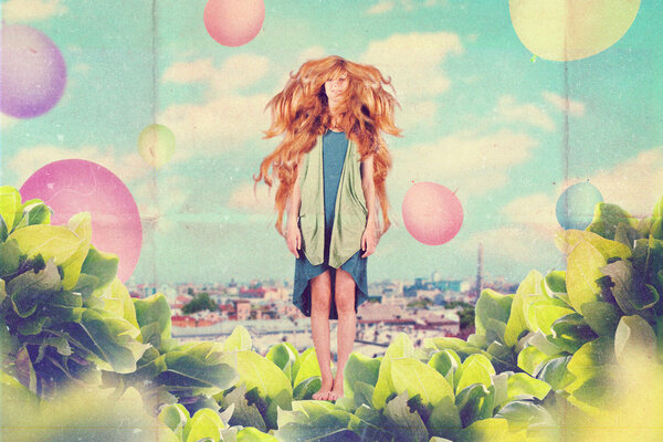 Коллаж с красивой женщиной
