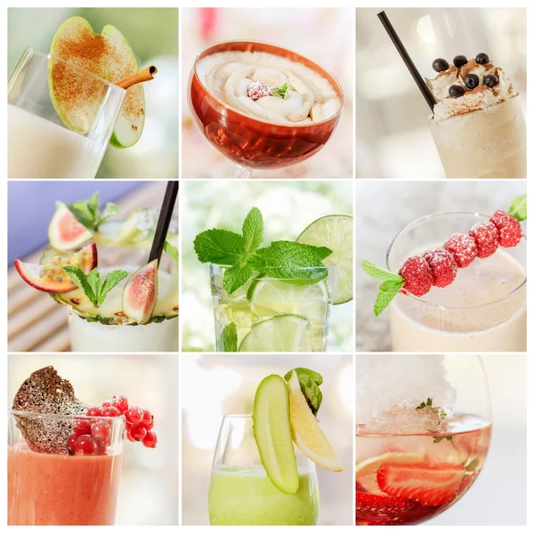 Collage of fresh summer cocktails — Stock Photo, Image