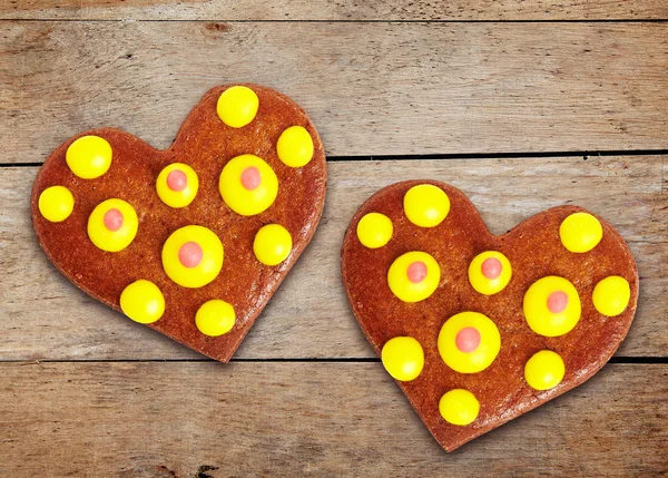 Two gingerbread hearts — Stock Photo, Image