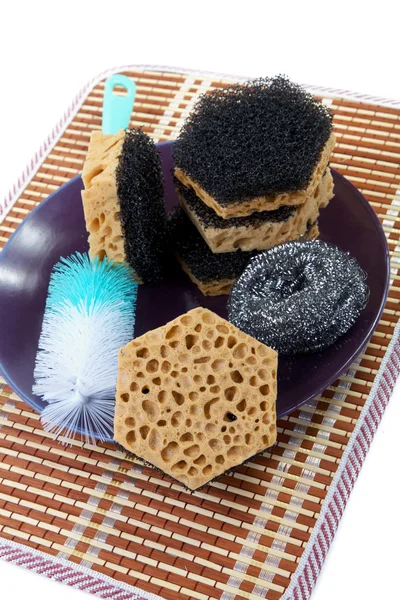 Still-life with sponges for washing of ware — Stock Photo, Image