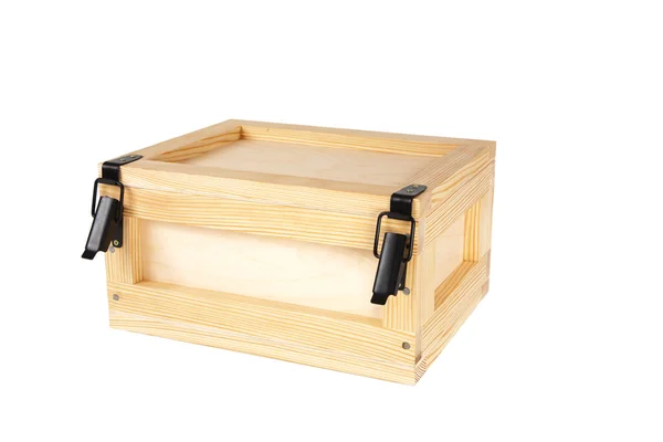 Caja de madera aislada sobre un blanco — Foto de Stock