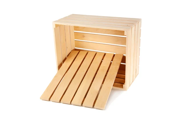 Caixa de madeira isolada em um branco — Fotografia de Stock