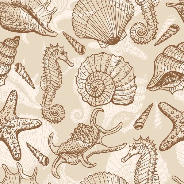 Sea hand drawn seamless pattern Royalty Free Stock Illustrations