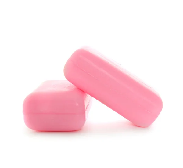 Dva pruhy růžové mýdlo — Stock fotografie
