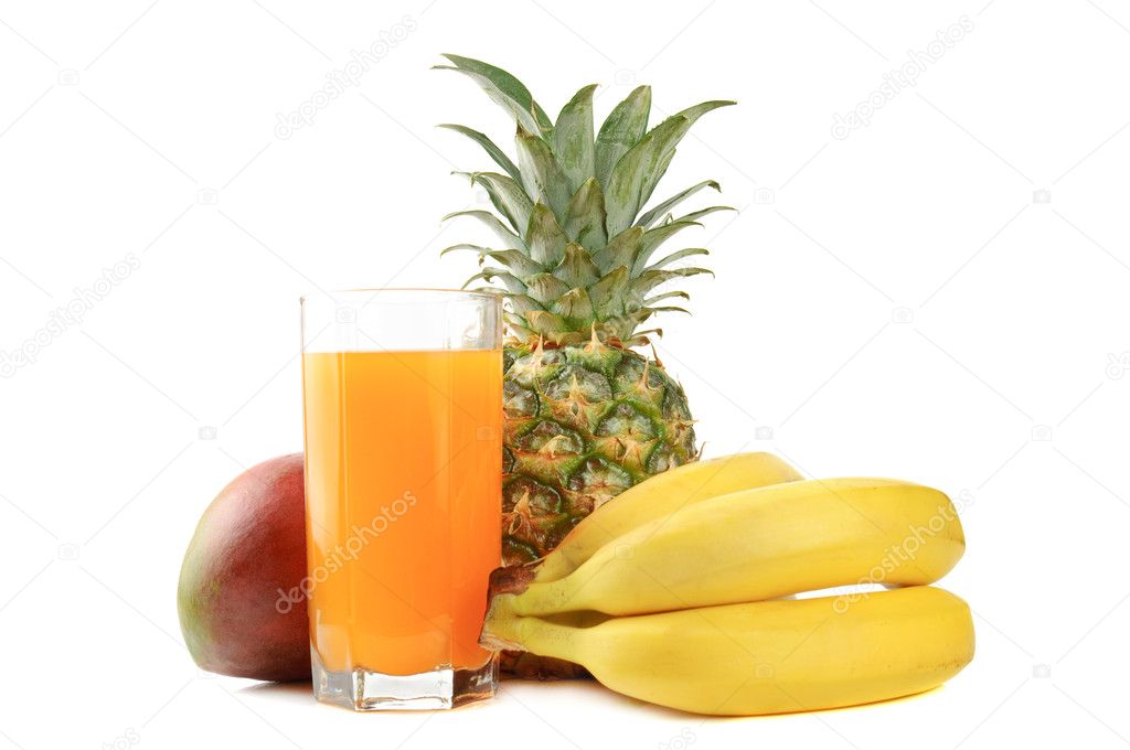 Fresh tropical fruits and juice