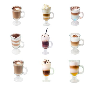 Collection glass cap with coffee isolated