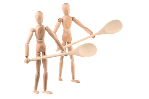 Two dummy and wooden spoons — Stock Photo, Image