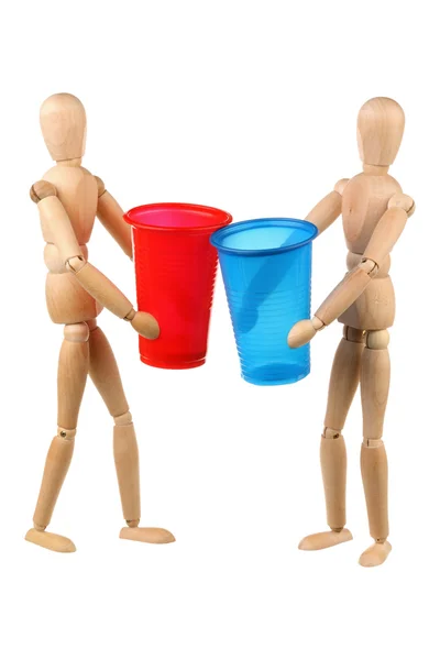 Dummys with cups — Stock Photo, Image