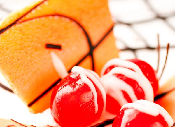Cherry cheesecake makro — Stockfoto