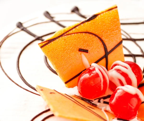 Cereja cheesecake macro — Fotografia de Stock