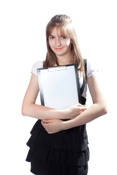 Girl the student with documents — Stock Photo, Image