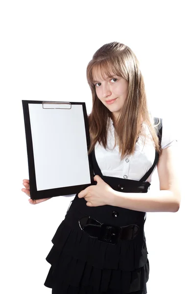 Girl the student with documents — Stock Photo, Image