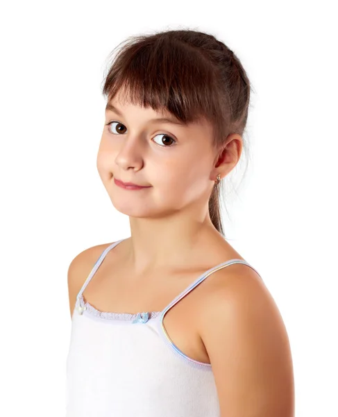 Boldog kislány fehér háttér — Stock Fotó