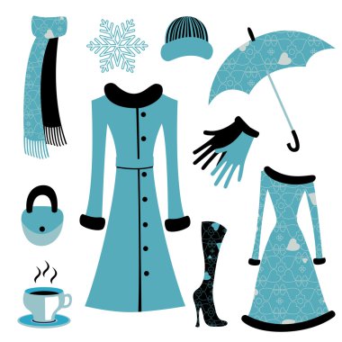 woman accessories set clipart