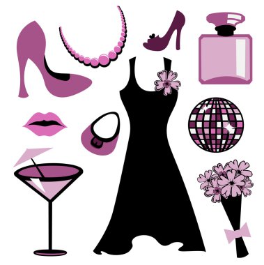 woman accessories set clipart