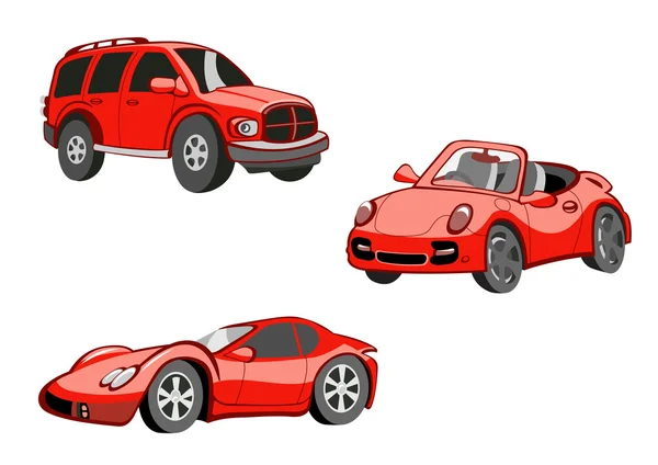Αστεία κόκκινα αυτοκίνητα — Διανυσματικό Αρχείο