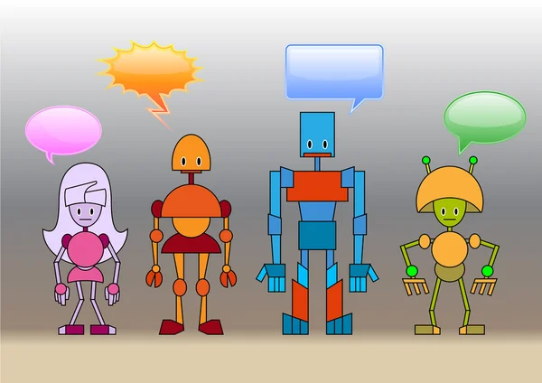 机器人家庭 — 图库矢量图片