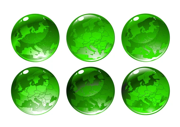 Zelené globe ikony — Stockový vektor