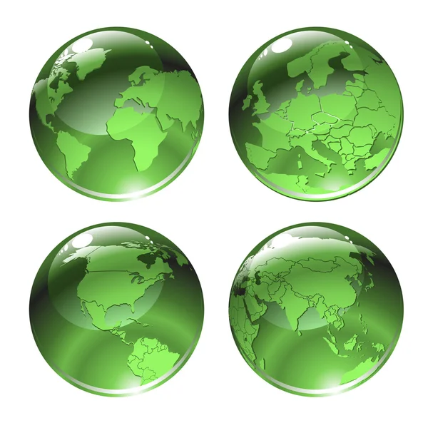 Green globe icons — Stock Vector