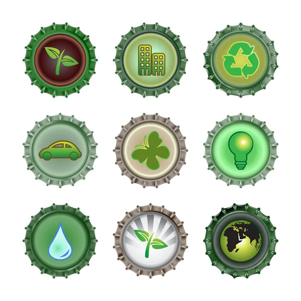 stock vector bottle caps set-enviroment